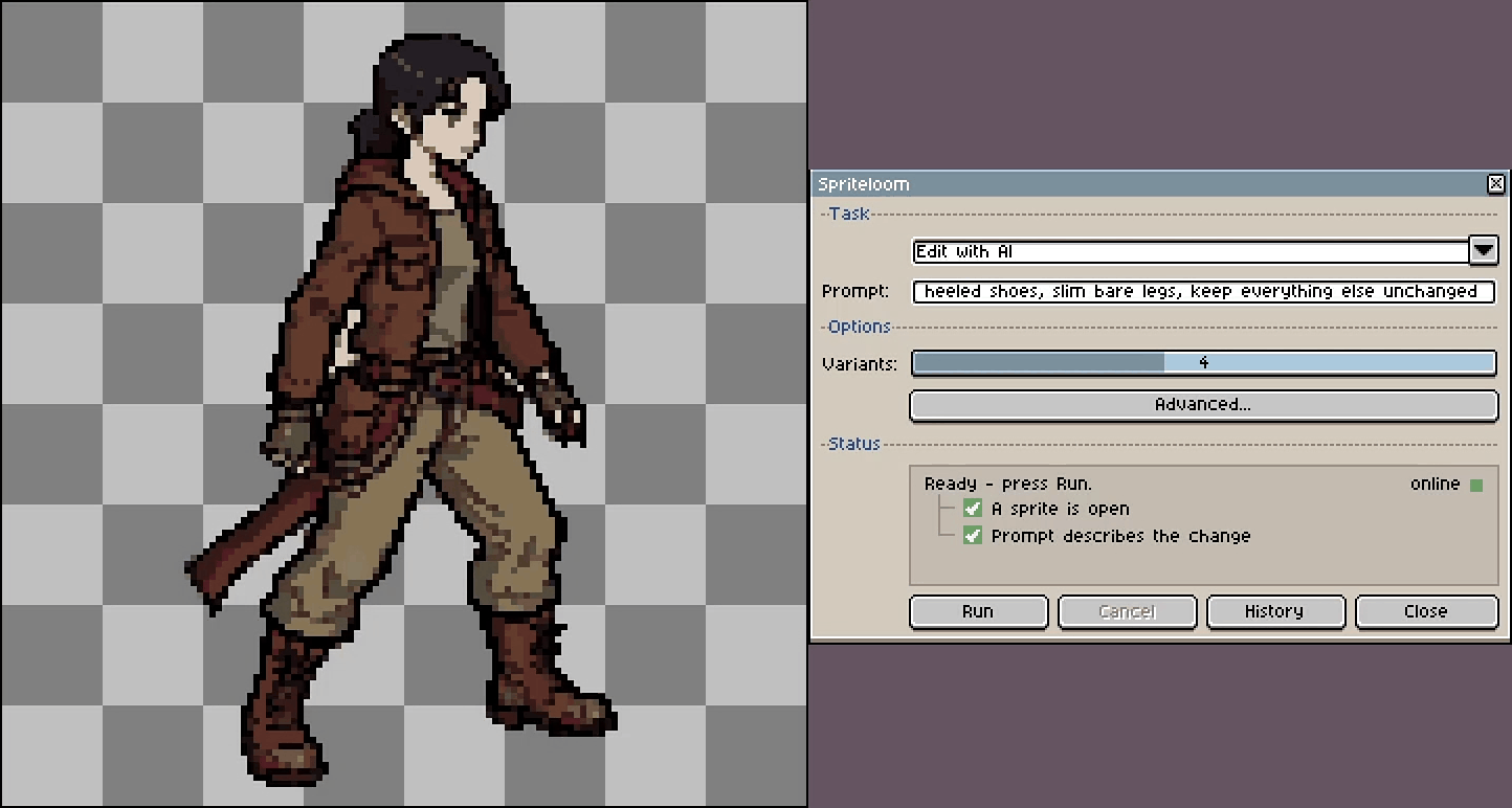 Edit with AI running in Aseprite