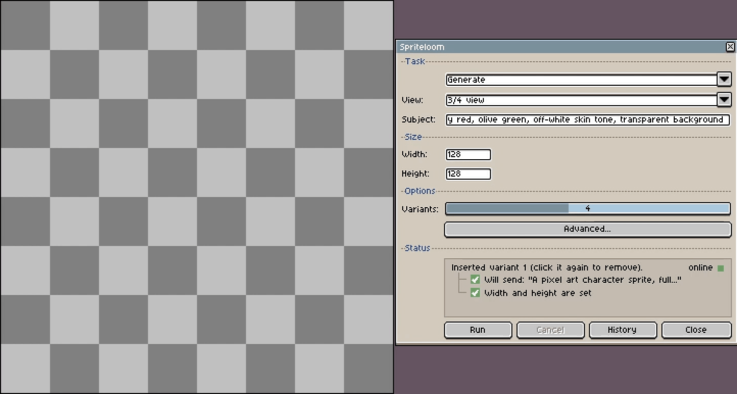 Generate running in Aseprite